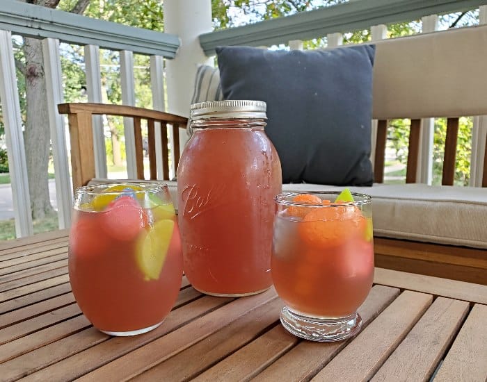 Pomegranate lemonade on the porch