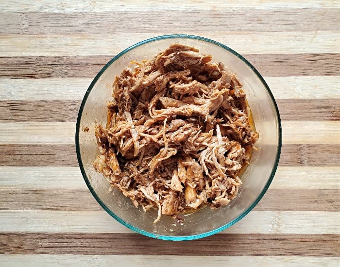 Bowl of shredded chicken