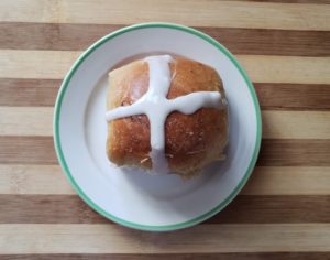 Plated hot cross bun