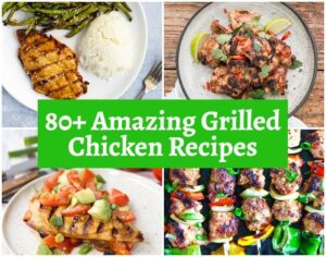 Collage of four grilled chicken dishes