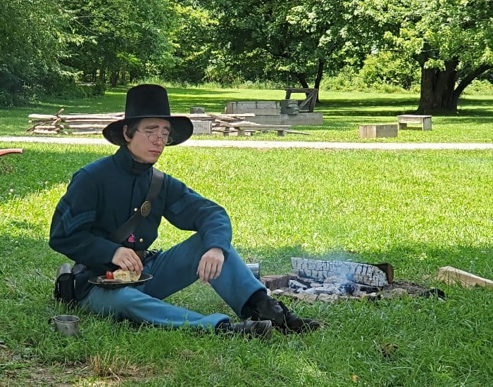 Civil War Reenactor telling his story