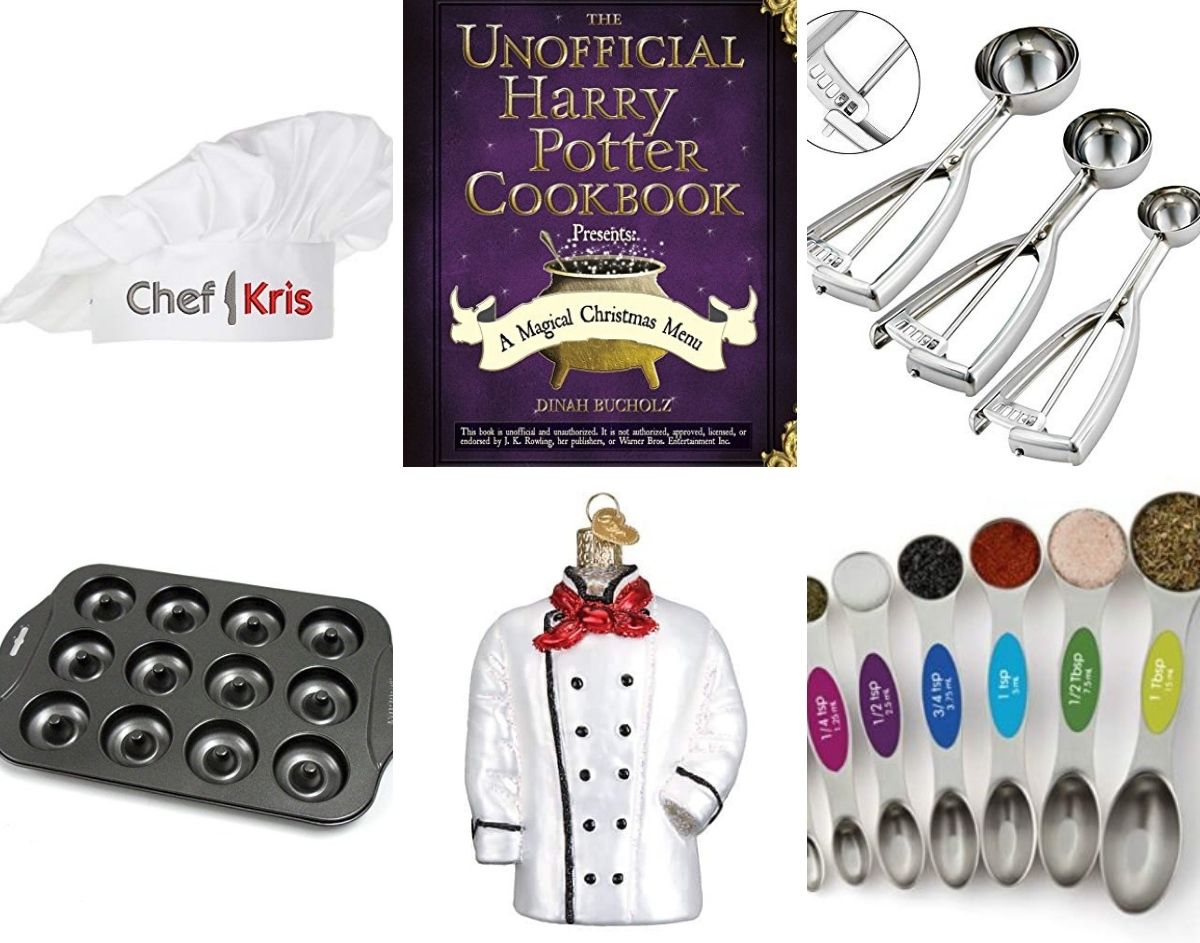 Collage of gifts for kid chefs.