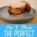 Decked out Asian turkey burgers with the text how to make the perfect turkey burger.