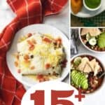 Collage of four leftover taco meat recipes with text 15 best taco meat leftover recipes.