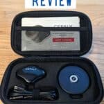 Image shows the cefaly device in its storage case with text cefaly review drug free migraine treatment.