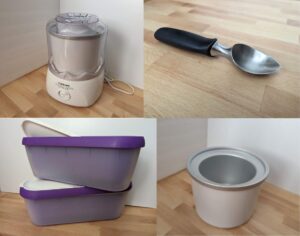Image shows a collage of four different ice cream tools.