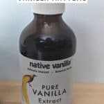 Close up of a bottle of vanilla with text why pure vanilla matters.