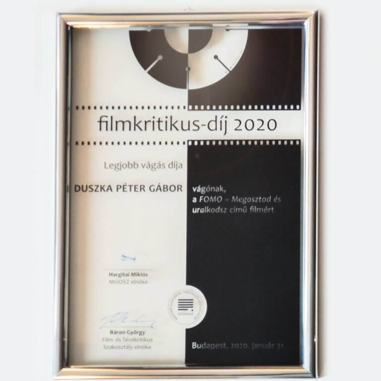 Átadták az idei Magyar Filmkritikusok Díjait. Legjobb vágó: Duszka Péter Gábor