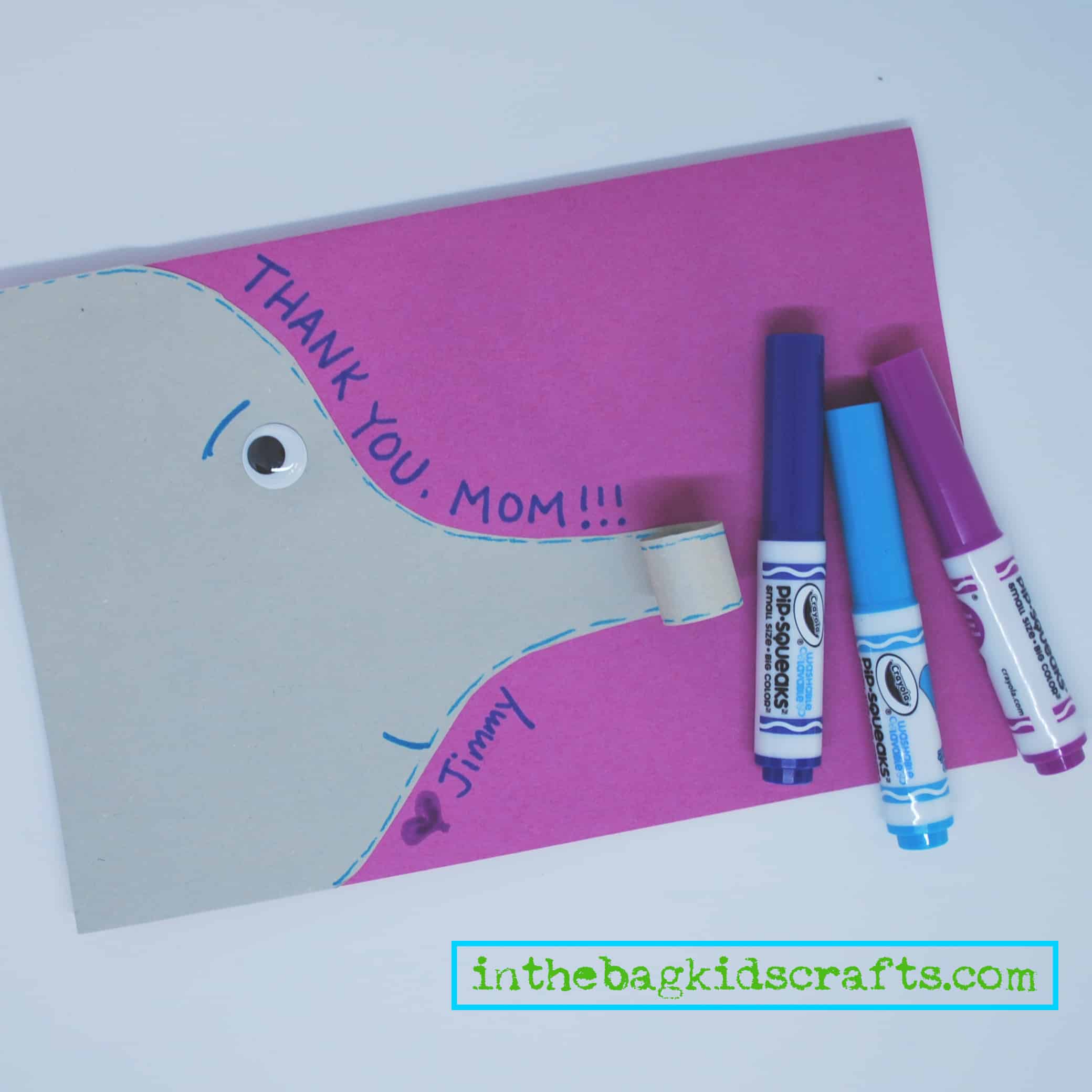 Elephant thank you card kids craft 