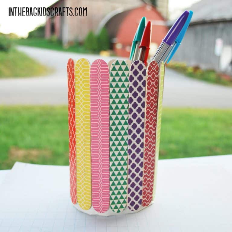 popsicle stick kids craft pencil holder