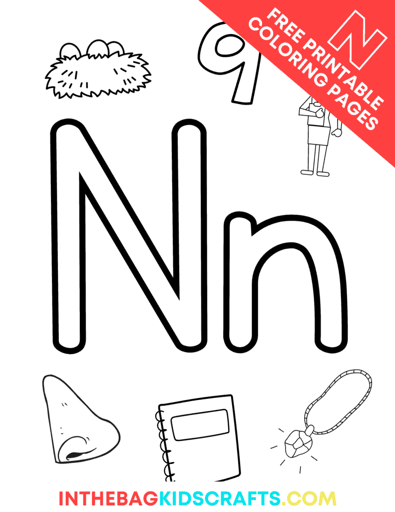 FREE Alphabet Coloring Pages for Kids Letter N 