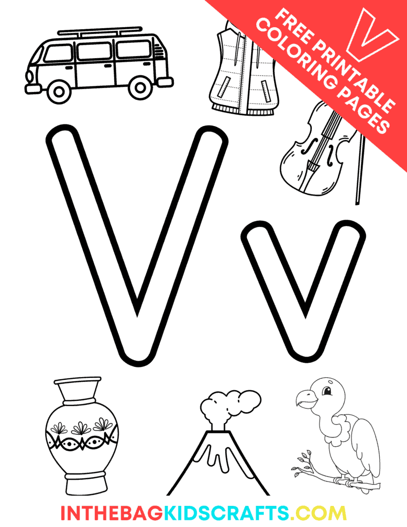 letter V coloring pages for kids 