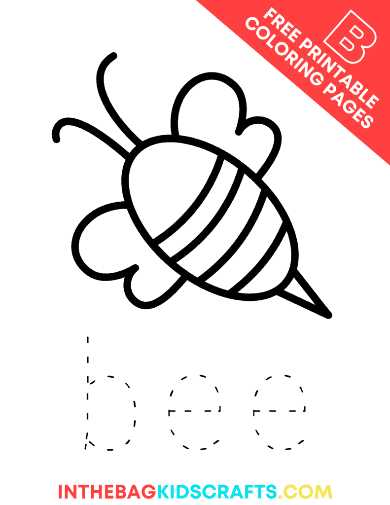 B is for Bee Coloring Page 