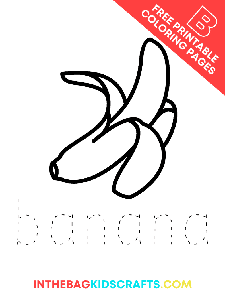 B is for Banana Coloring page 