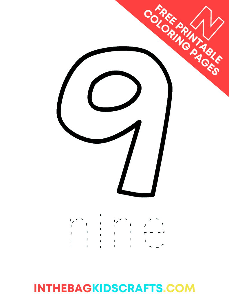 N is for Nine Coloring Page 