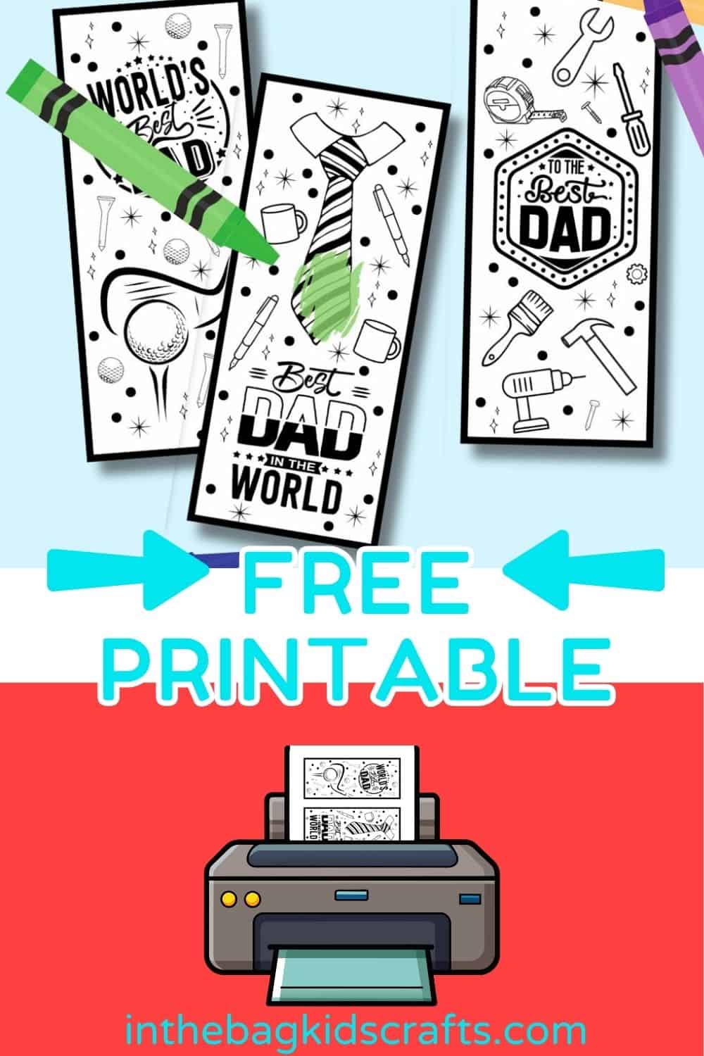 Free Printable Father's DAy bookmarks for kids to color 