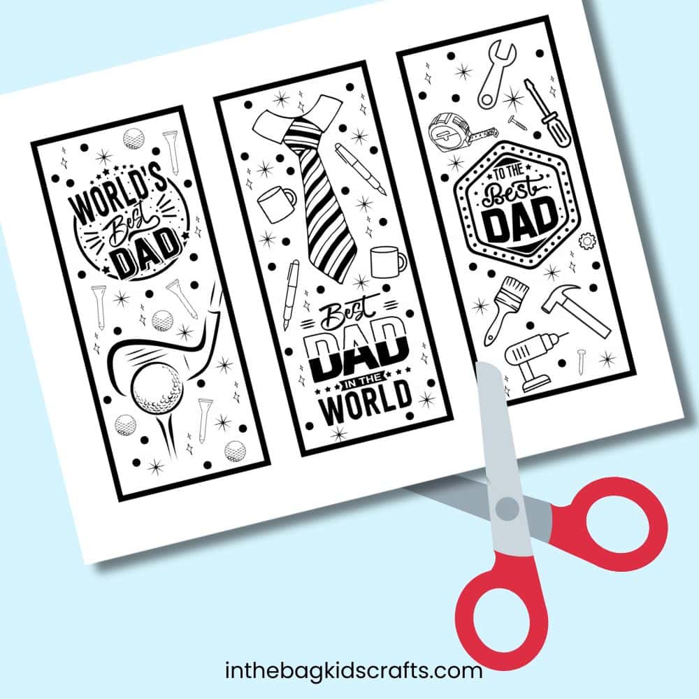 Father's Day bookmarks being cut out 