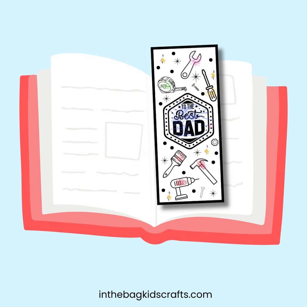 Father's Day bookmark in book 