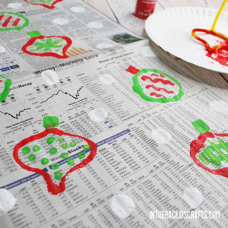 DIY Wrapping Paper with Painted Ornaments 