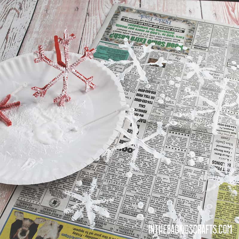 DIY Wrapping Paper Stamped Snowflakes 