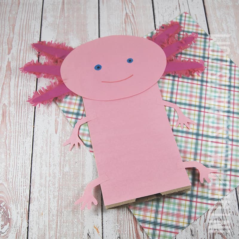 axolotl paper craft puppet for kids