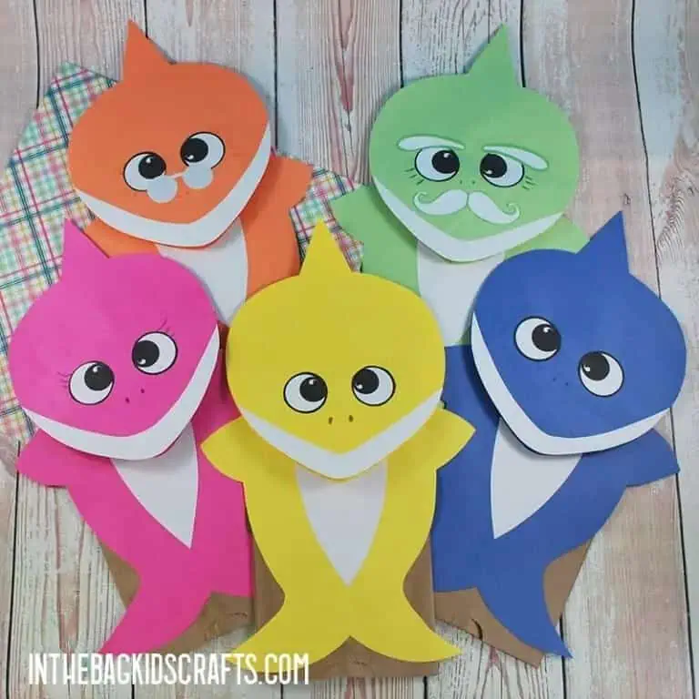 SHARK CRAFTS FOR KIDS BABY SHARK PUPPETS WITH FREE TEMPLATES