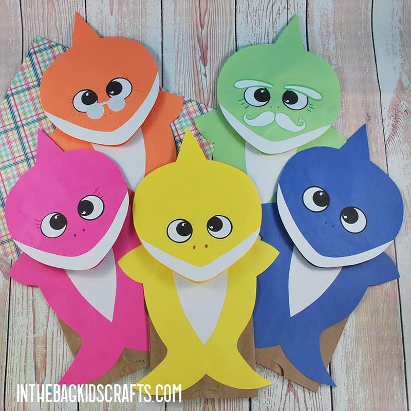 SHARK CRAFTS FOR KIDS BABY SHARK PUPPETS WITH FREE TEMPLATES