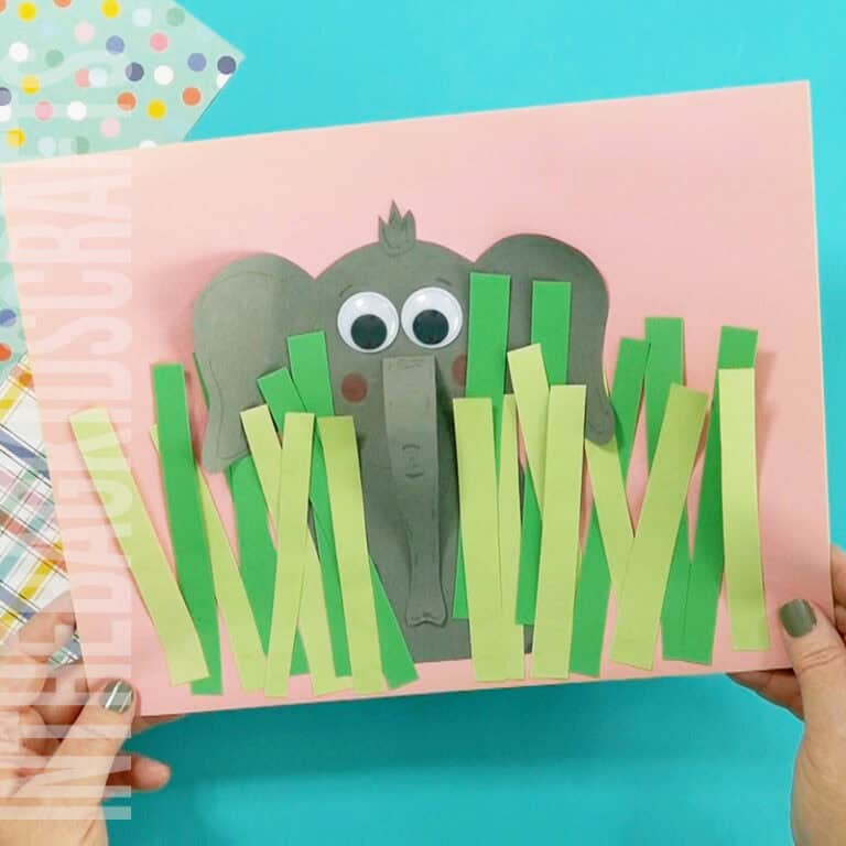 An image showing an adorable paper elephant craft, perfect as an easy animal craft for kids to enjoy making.