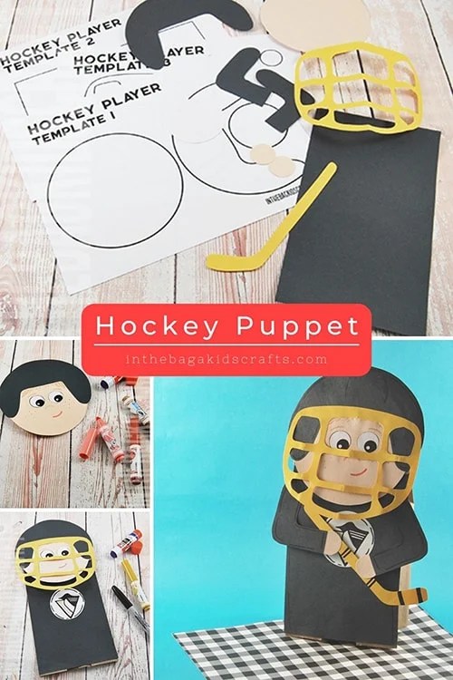 hockey craft for kids paper bag puppet hockey player 
