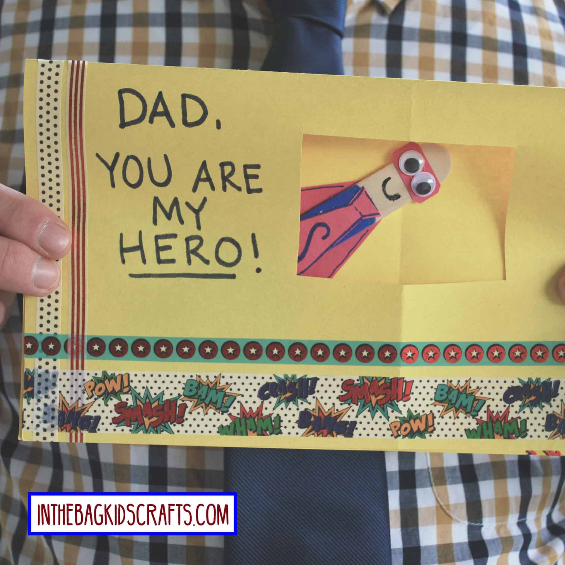 DIY Father's Day card with hero theme. 