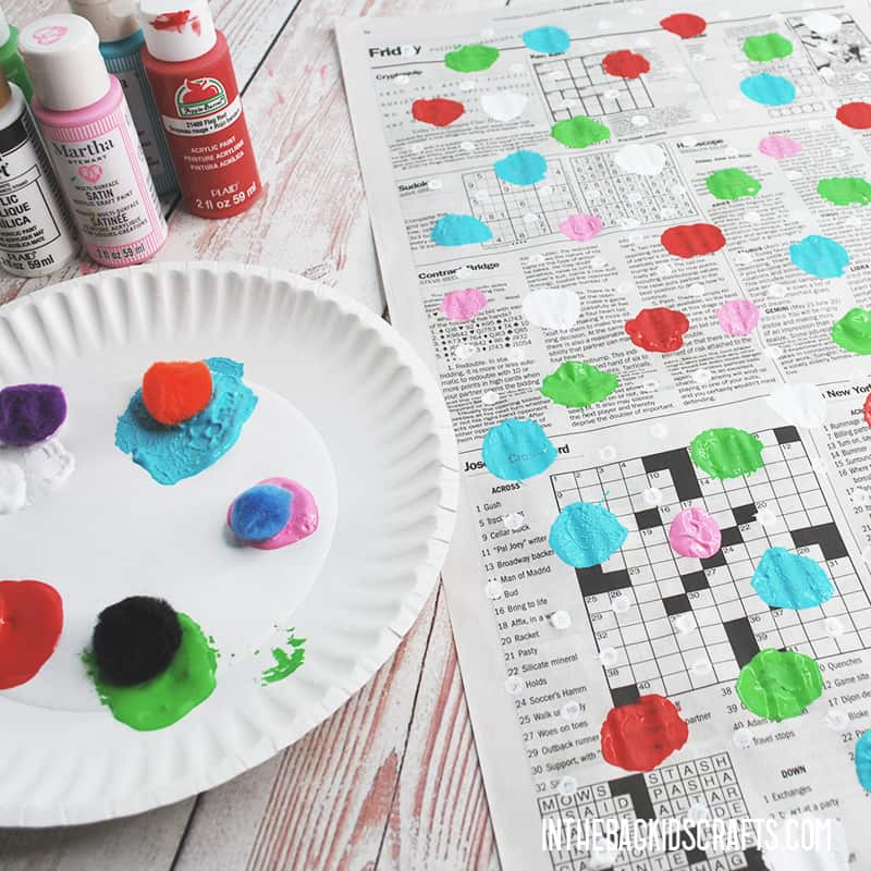 DIY Wrapping Paper with Pompoms and q-tips