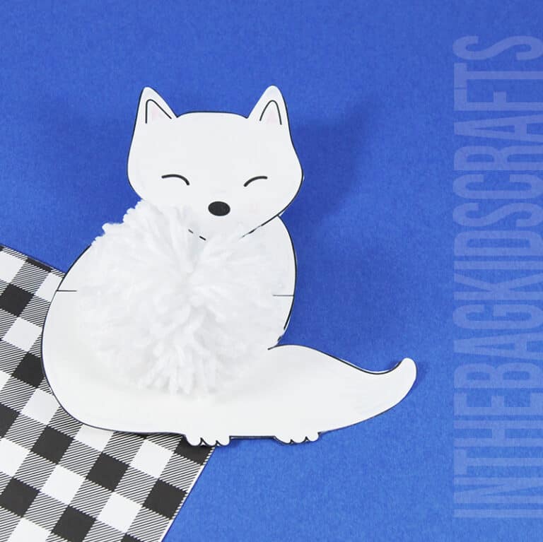 Arctic Fox Craft for kids with pompom center