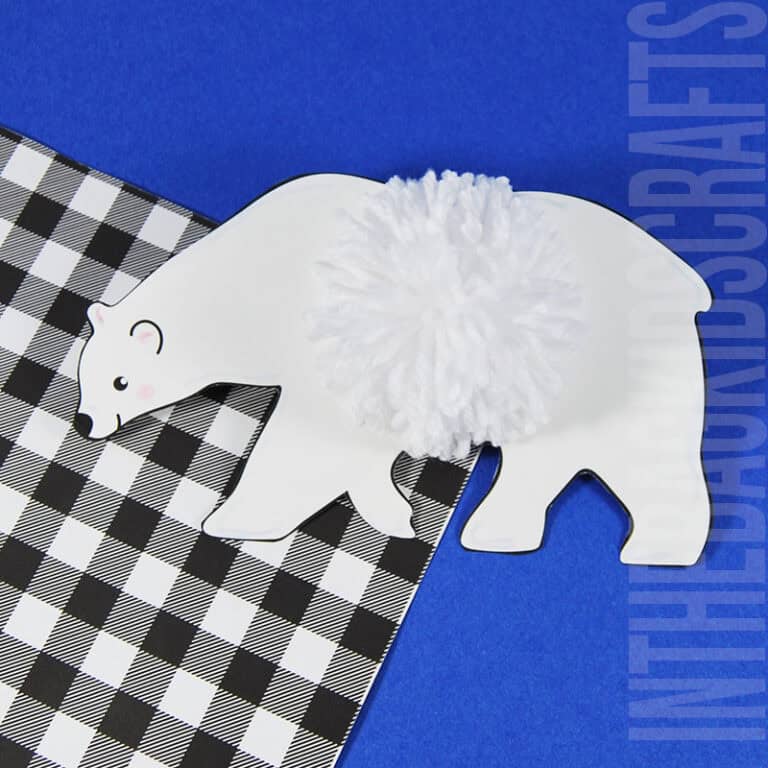 A colorful display of a free printable polar bear craft for kids, perfect for a fun and easy winter craft activity.