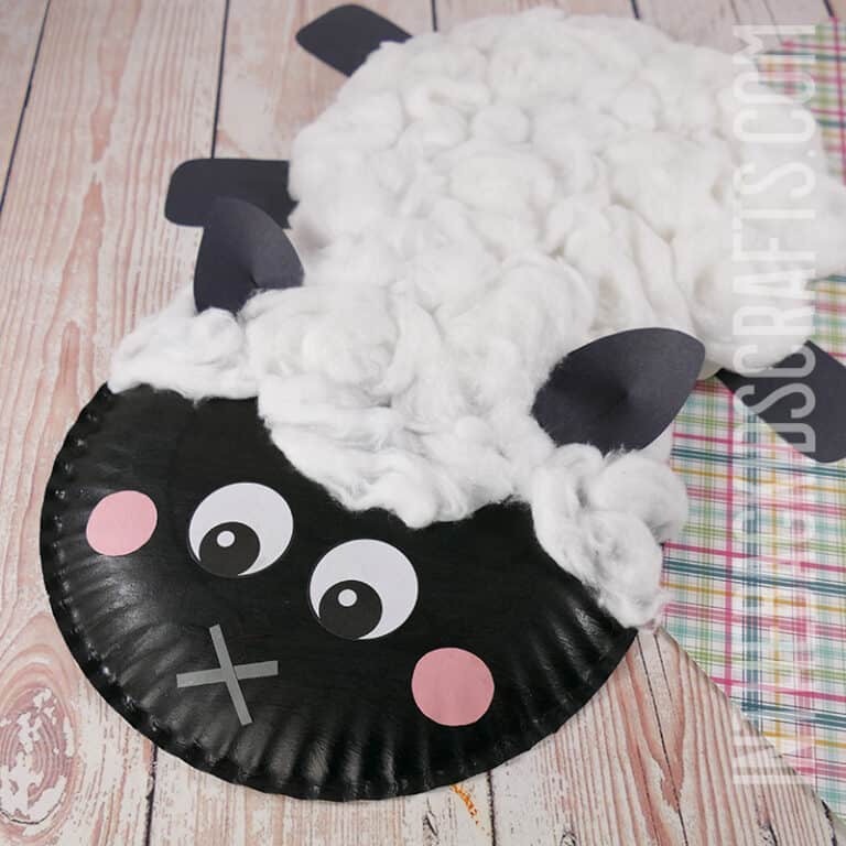 Paper Plate Sheep Craft for Kids with Cotton Balls