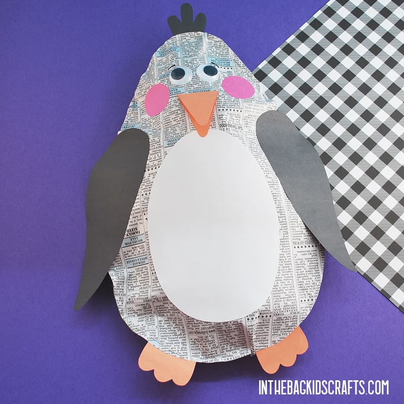 EASY PENGUIN CRAFT WITH NEWSPAPER