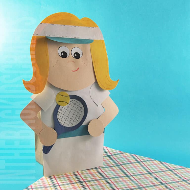 Tennis Craft for Kids Paper Bag Puppet