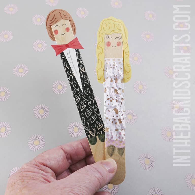 Wedding Crafts for Kids Bride and Groom Popsicle Stick Puppets