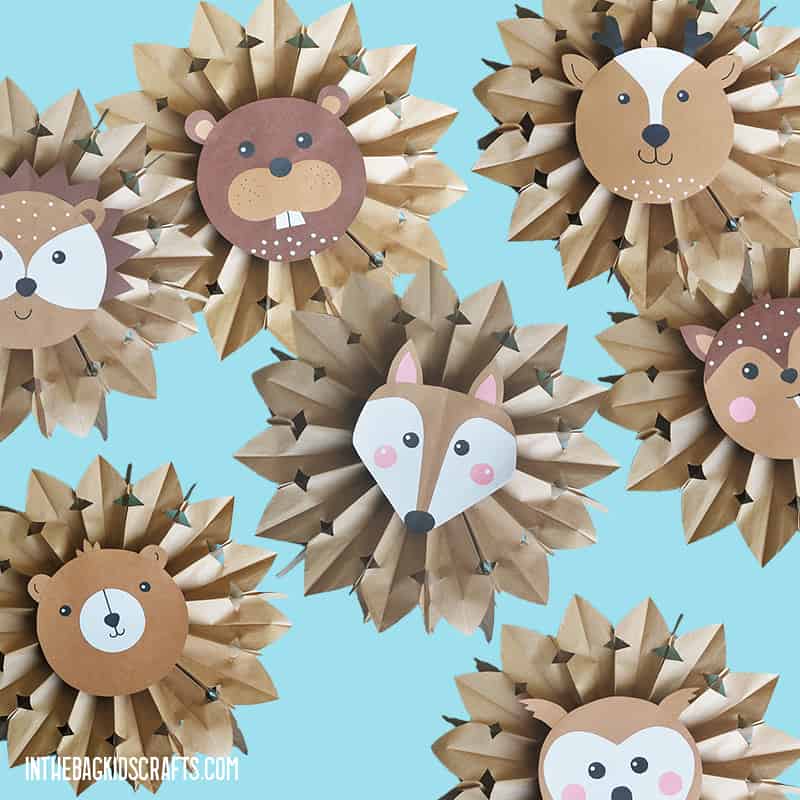 WOODLAND ANIMAL PAPER FAN DECORATIONS 