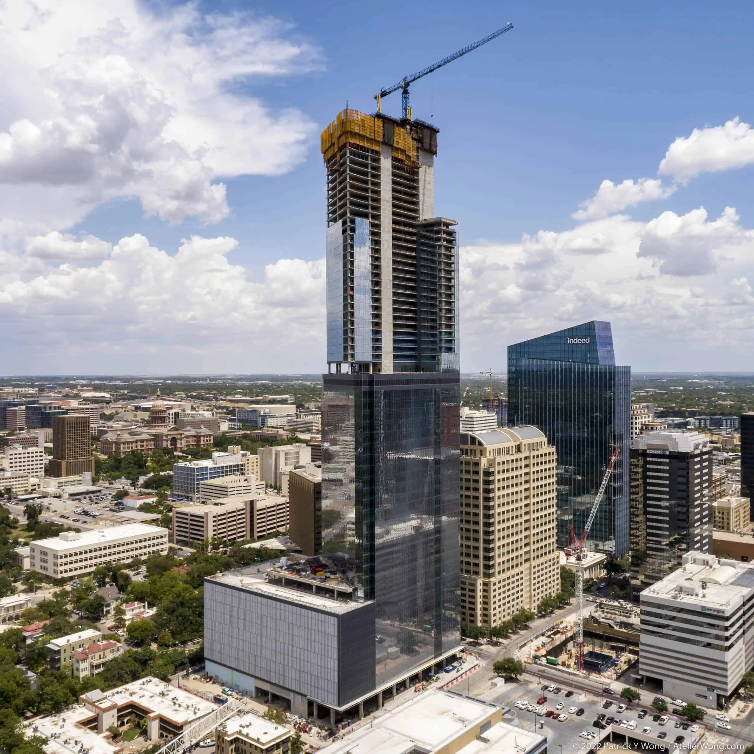 Rising beyond your imagination. Elevating your experience. 6 x Guadalupe connects unrivaled views and amenities with an authentic Austin footprint in a one-of-a-kind office and residential tower that takes the extraordinary to new heights. The sky’s the limit.
400 W. 6TH STREET Austin, TX 78701

6 X Guadalupe
Austin, Texas
At the intersection of two of Austin's most famous streets — 6th and Guadalupe — is Austin's tallest tower, offering a new mixed-use urban experience. This tower includes an integrated, stacked microcosm of uses and joins multifamily, office, and luxury retail space. It not only transforms the city's skyline, but the experience for building tenants and Austin residents at the street level. The Texas Capitol view corridor influences the tower's shape, including the outdoor amenities that take in the view of surrounding lakes and hills. At every change of the program stack, the building terraces move back in response to program and massing, providing transformative outdoor spaces for the offices and residences.

589,112 SF Total SF
30,244 - 35,501 SF Typical Plate
66 Total Floors
LEVELS 14—32 Office Floors
2.76 / 1,000 Parking Ratio
FEATURES
If being at the epicenter of Austin business, culture, and
nightlife weren’t enough, best-in-class amenities take it to
another level: private outdoor terraces, on-site fitness center,
high-speed elevators, and open floor plates wrapped in 11-foot RESIDENTIAL floor-to-ceiling vision glass, all dedicated to office use.
BUILDING STACK
Put your expectations on notice.
589,112 SF Office Space
349 Multi-Family Units
LEED GOLD Certified
30,244 - 35,501 SF Typical Office Floor Plates
11,500 SF Conference Rooms / Tenant Lounge / Fitness Center for office users
39,858 SF Outdoor Office Terraces
10,122 SF Ground Floor Retail
ADDITIONAL FEATURES
• Destination dispatch elevators
• Dedicated bike entry, elevators, storage • Unrestricted capitol views
• 14’6 Deck to deck ceiling heights
• 11’ Vision gl