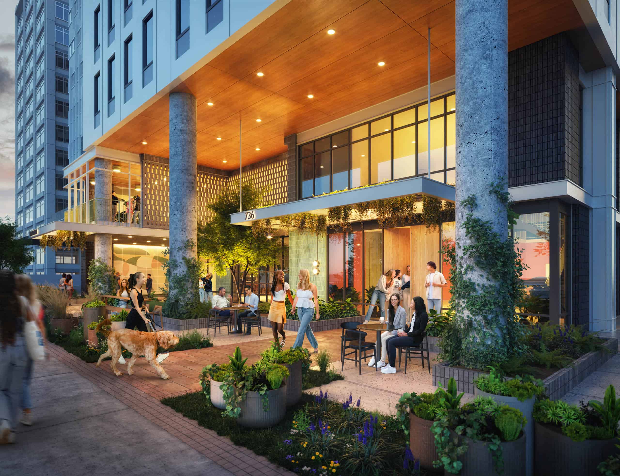 Exterior Render 02, Atlanta Rambler, Night Entry