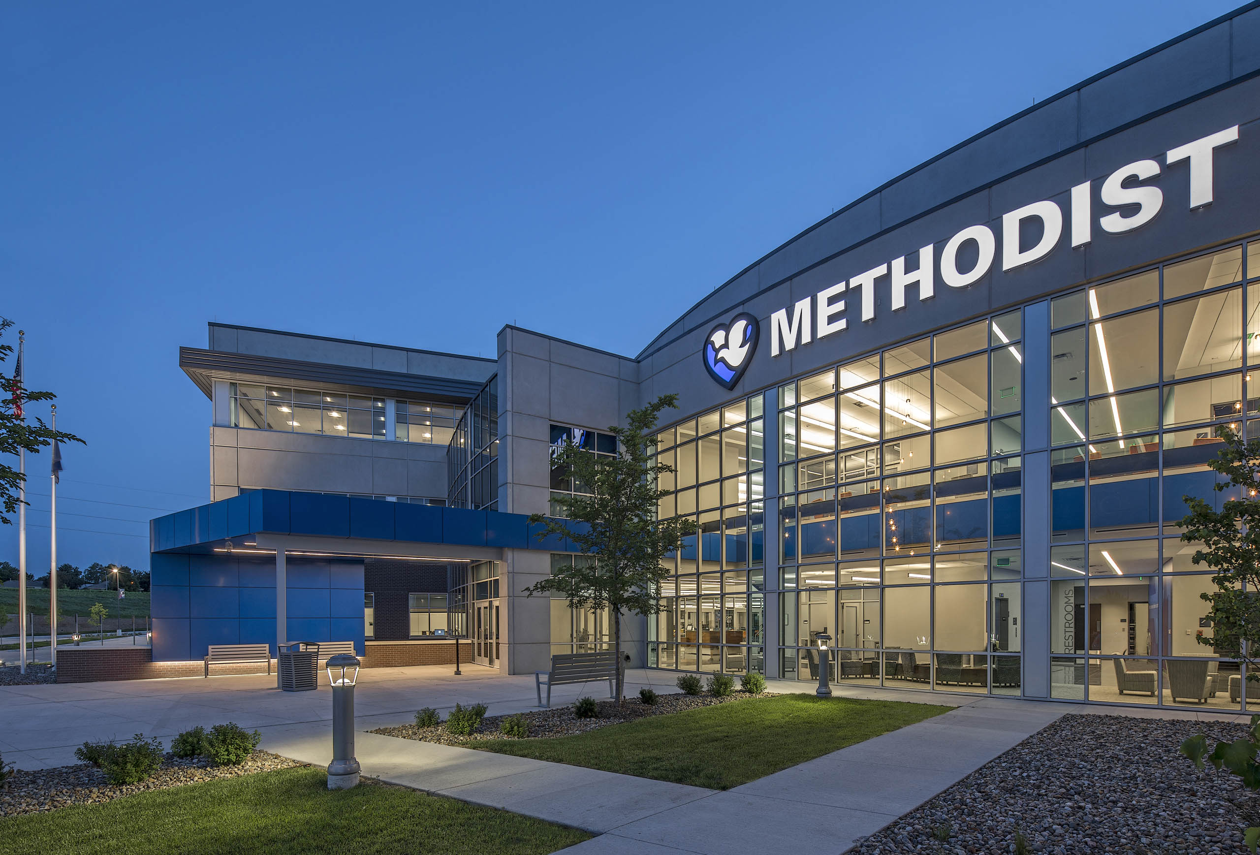 methodist-health-system-corporate-office-exterior-night