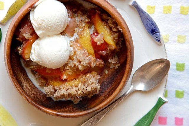 Peach and Raspberry Crumble