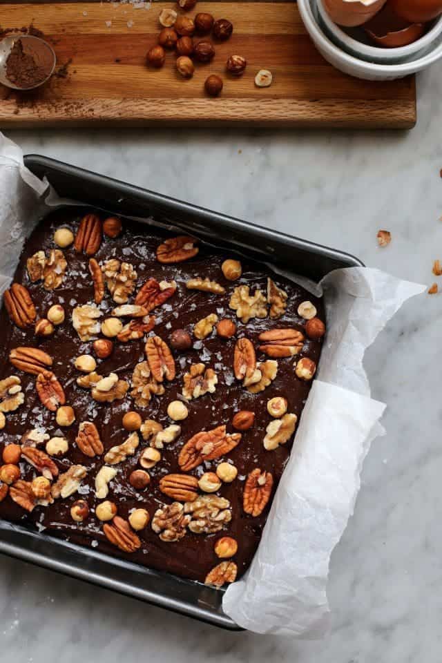 Extra Nutty Dark Chocolate Brownies