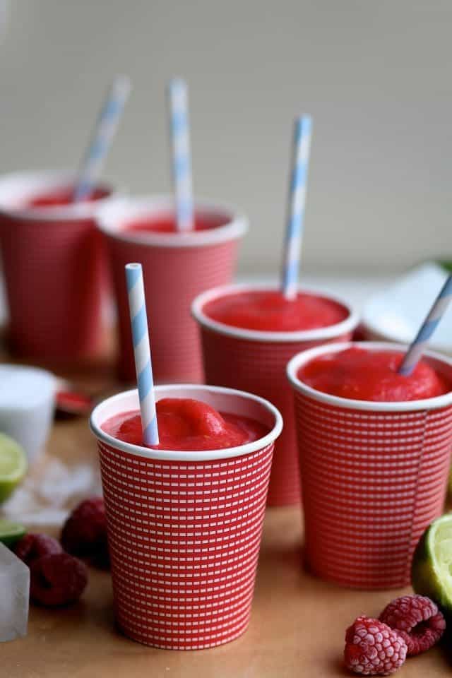 Fresh Raspberry and Gin Slushies