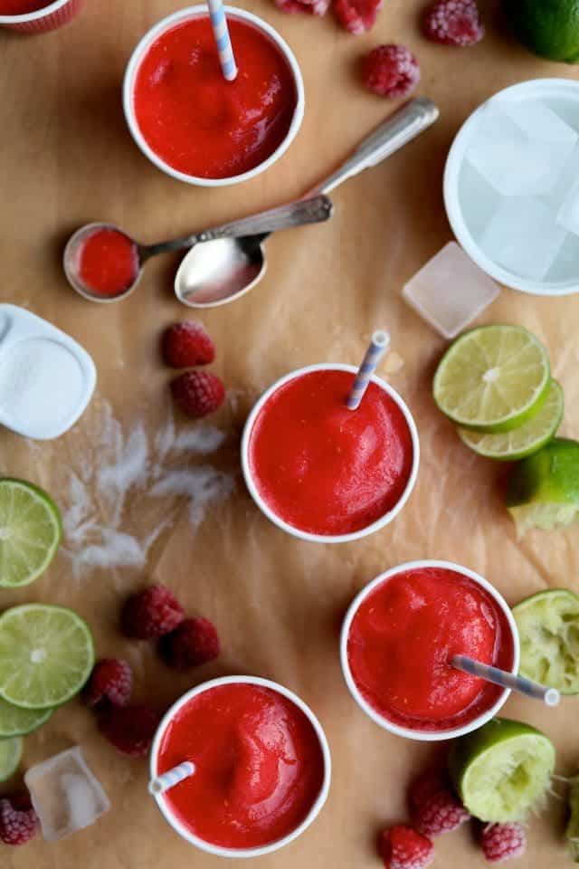 Fresh Raspberry and Gin Slushies