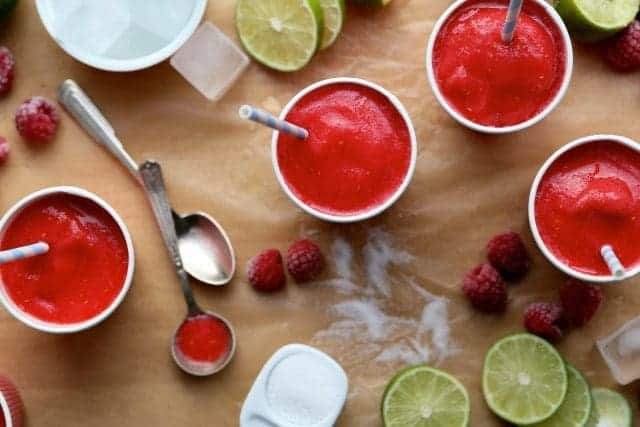 Fresh Raspberry and Gin Slushies
