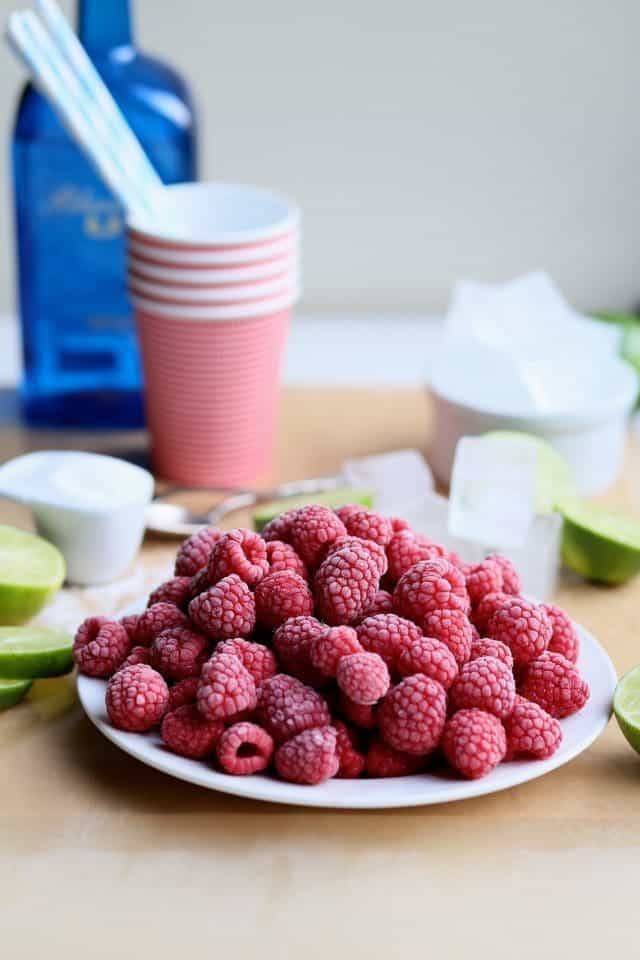 Fresh Raspberry and Gin Slushies