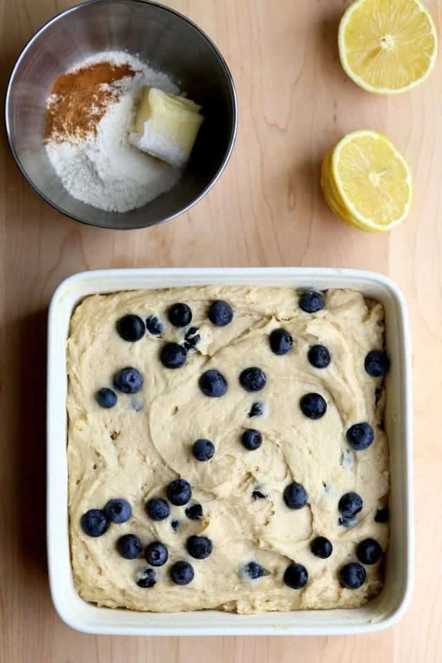 Gluten-Free Lemon Blueberry Coffee Cake with maple