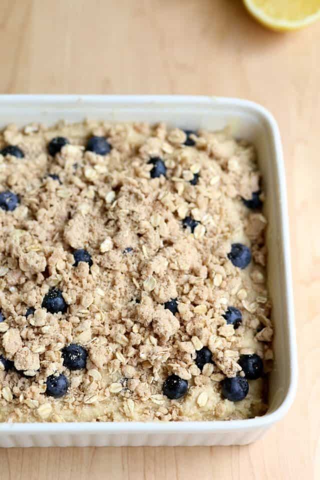 Gluten-Free Lemon Blueberry Coffee Cake with maple