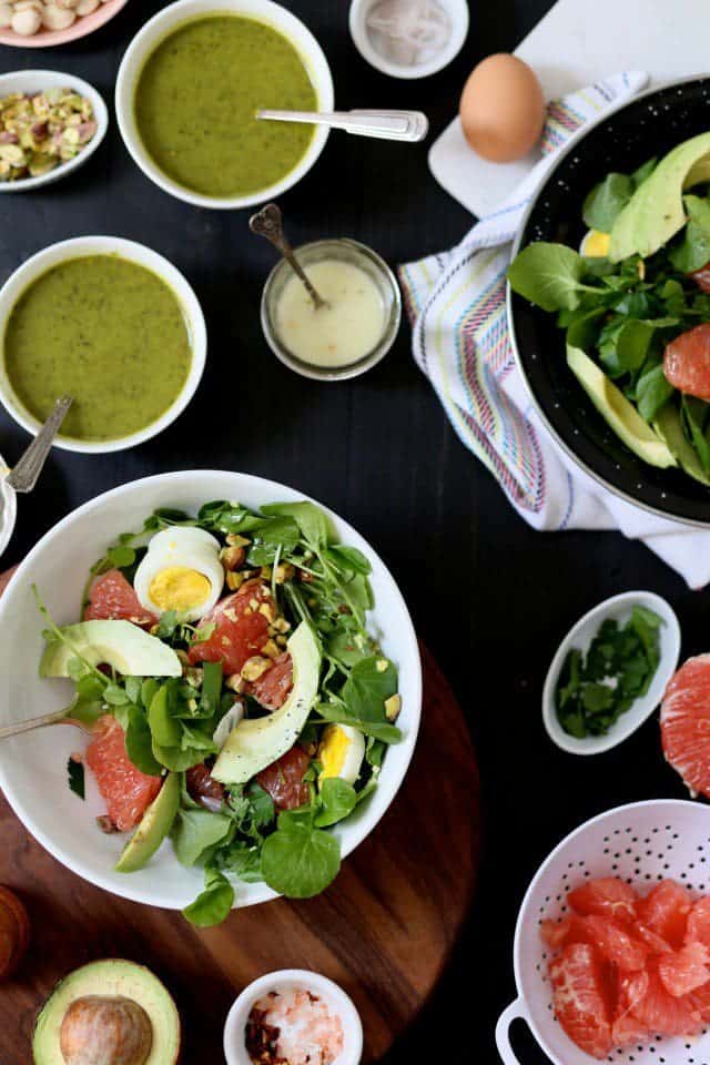Watercress Grapefruit Salad and Alkalizing Green Soup